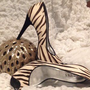 Zebra Print Peep Toe Heels